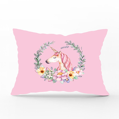 Moire Co Çelenk Unicorn Pembe Yastık Kılıfı - CH4286-1