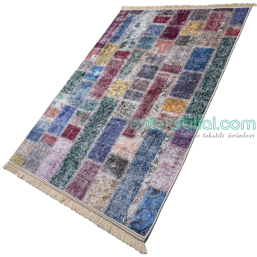 Patchwork Dijital Baski Modern Hali 60x100 Cm